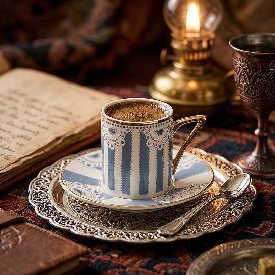 AKDENİZ TEKLİ TÜRK KAHVE FİNCANI, MAVİ