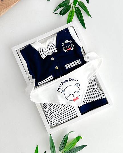 ERKEK BEBEK MY LITTLE BEAR 5'Lİ ORGANİK SET, LACİVERT