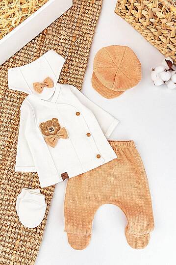 ERKEK BEBEK PAPYONLU AYICIKLI 5'Lİ ZIBIN SET