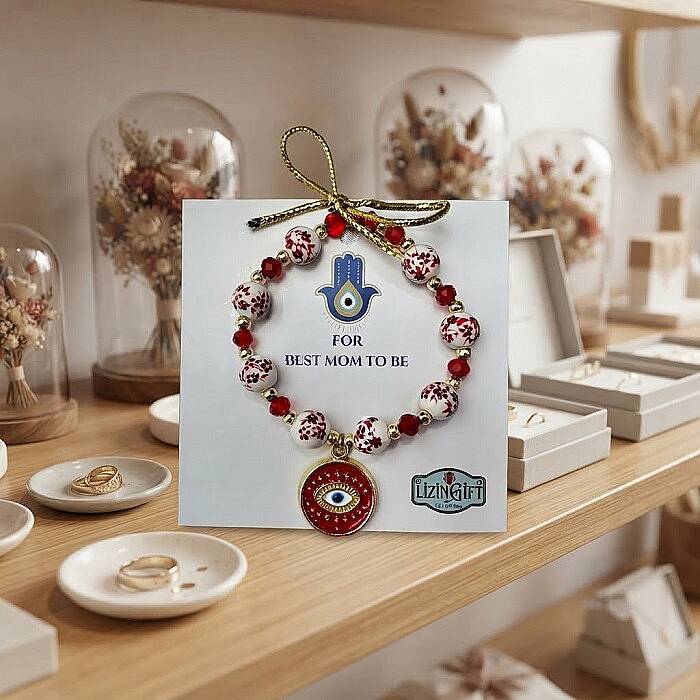 BİLEKLİK, FOR BEST MOM TO BE, GÖZ, KIRMIZI - 1