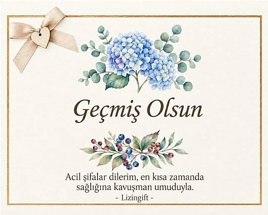 GEÇMİŞ OLSUN NOT KARTI, ÇİÇEKLİ