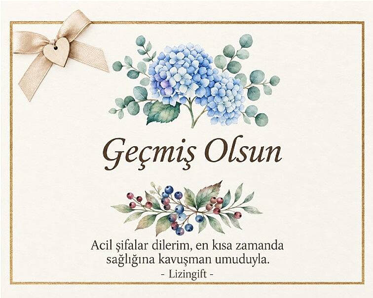 GEÇMİŞ OLSUN NOT KARTI, ÇİÇEKLİ - 1