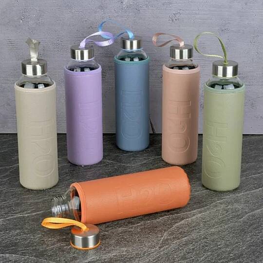 H2O DERİ KILIFLI SU ŞİŞESİ, KREM, 500 ML - 2