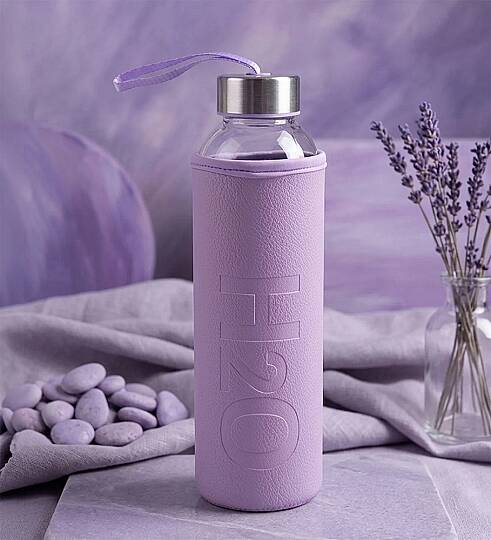 H2O DERİ KILIFLI SU ŞİŞESİ, LİLA, 500 ML