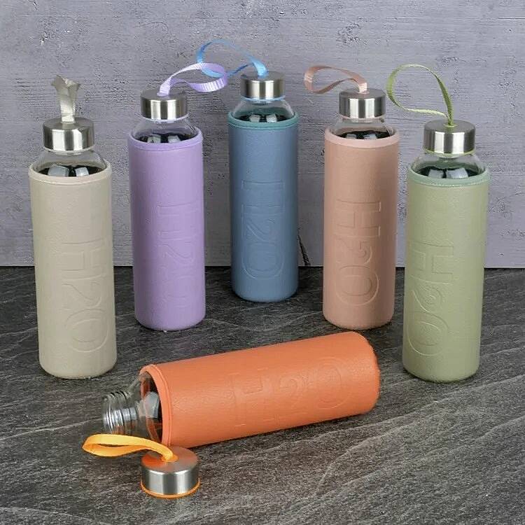 H2O DERİ KILIFLI SU ŞİŞESİ, MAVİ, 500 ML - 2