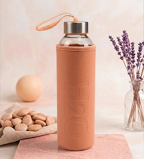 H2O DERİ KILIFLI SU ŞİŞESİ, TURUNCU, 500 ML
