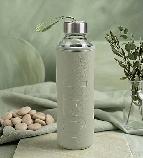 H2O DERİ KILIFLI SU ŞİŞESİ, YEŞİL, 500 ML