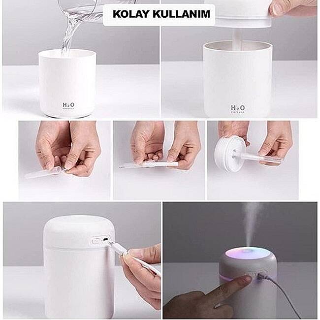 H2O DİFÜZÖR RENKLİ IŞIKLI HAVA NEMLENDİRİCİ, 300 ML - 3