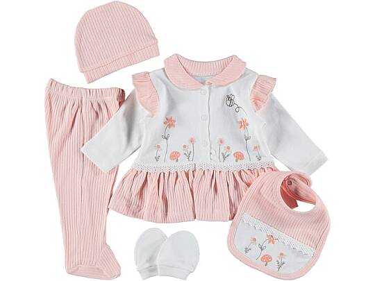 KIZ BEBEK ARI ÇİÇEK NAKIŞLI 5'Lİ ORGANİK SET, YAVRUAĞZI