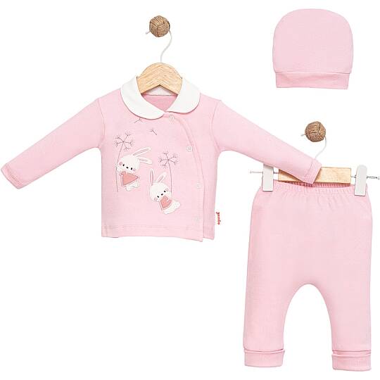 KIZ BEBEK SİMLİ ÇİÇEKLİ TAKIM, PEMBE