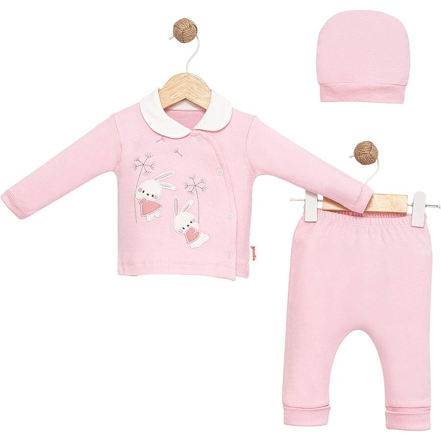KIZ BEBEK SİMLİ ÇİÇEKLİ TAKIM, PEMBE - 1