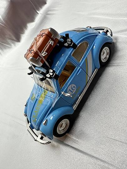 METAL ÇEK BIRAK ARABA, VOLKSWAGEN, MAVİ, 18 CM
