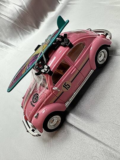 METAL ÇEK BIRAK ARABA, VOLKSWAGEN, PEMBE, 18 CM