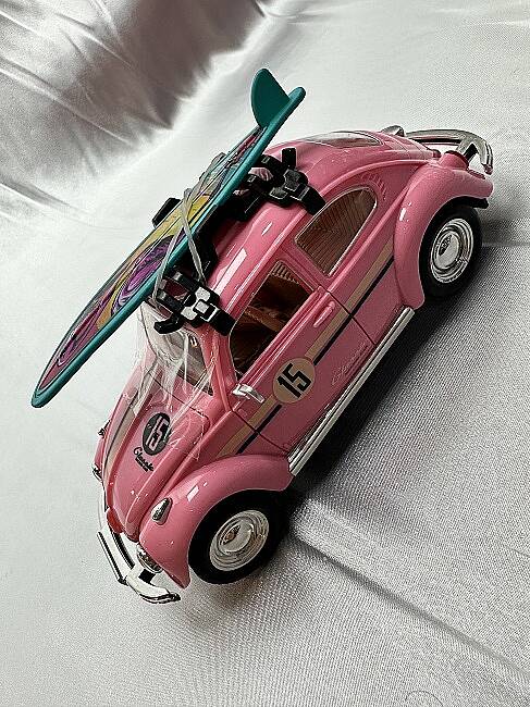 METAL ÇEK BIRAK ARABA, VOLKSWAGEN, PEMBE, 18 CM - 1