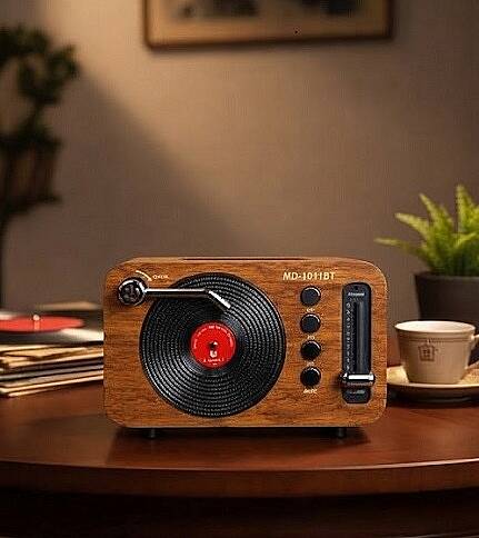 NOSTALJİK BLUETOOTH HOPARLÖR, AHŞAP RENGİ - 1