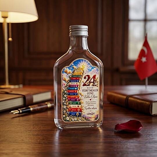 ÖĞRETMENLER GÜNÜ TEMALI CAM ŞİŞE KOLONYA, 200 ML