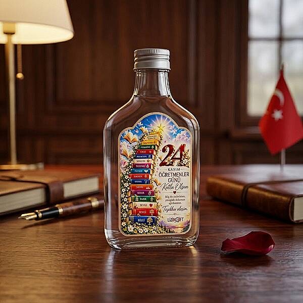 ÖĞRETMENLER GÜNÜ TEMALI CAM ŞİŞE KOLONYA, 200 ML - 1