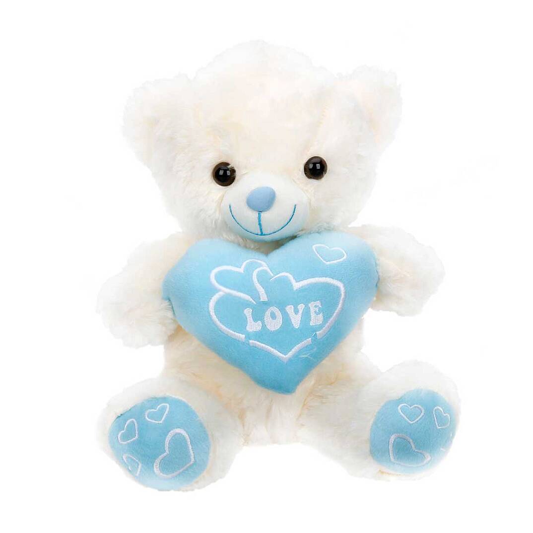 PELUŞ AYI, 30 CM, KALPLİ AYI, MAVİ - 1