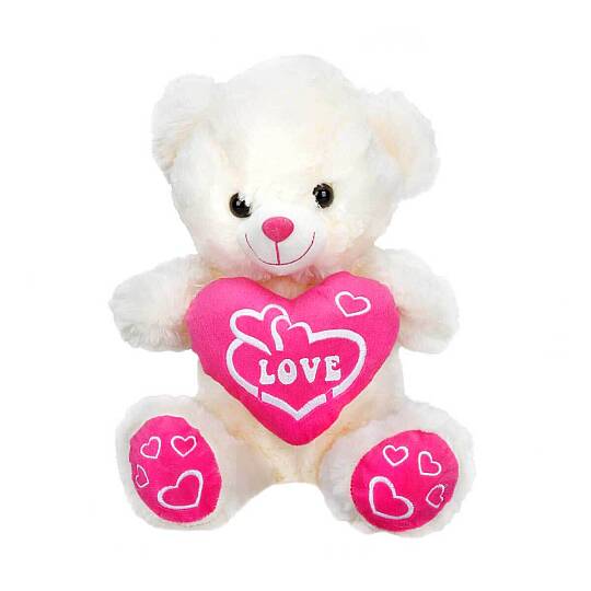 PELUŞ AYI, 30 CM, KALPLİ AYI, PEMBE