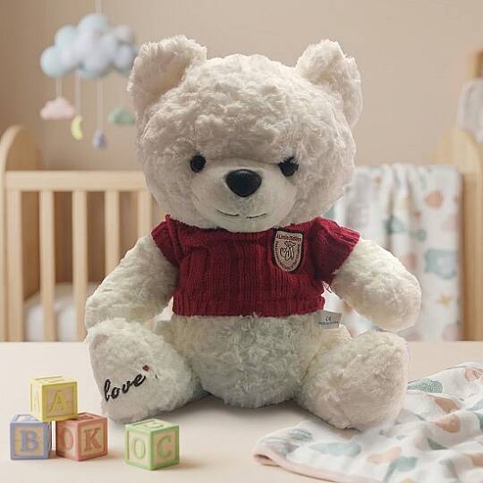PELUŞ AYI, 30 CM, KIRMIZI KAZAKLI