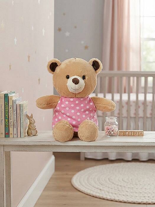 PELUŞ AYI, 30 CM, PUANTİYE KIYAFETLİ, PEMBE - 1