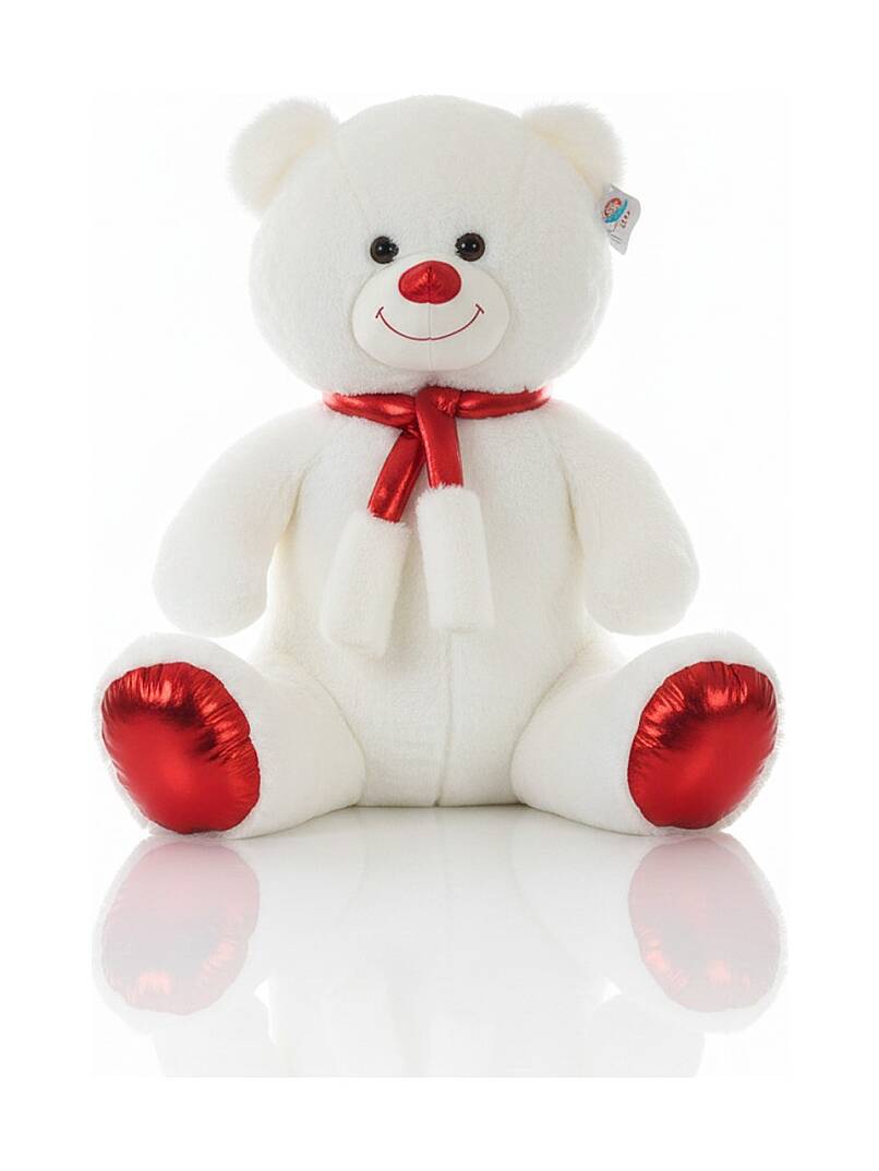 PELUŞ AYI, 80 CM, PARLAK KIRMIZI ATKILI AYI - 1