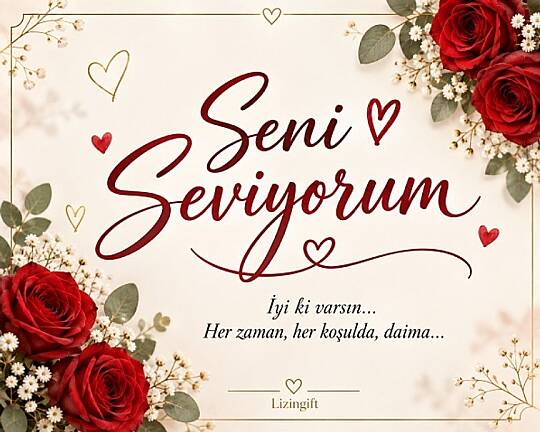 SENİ SEVİYORUM NOT KARTI